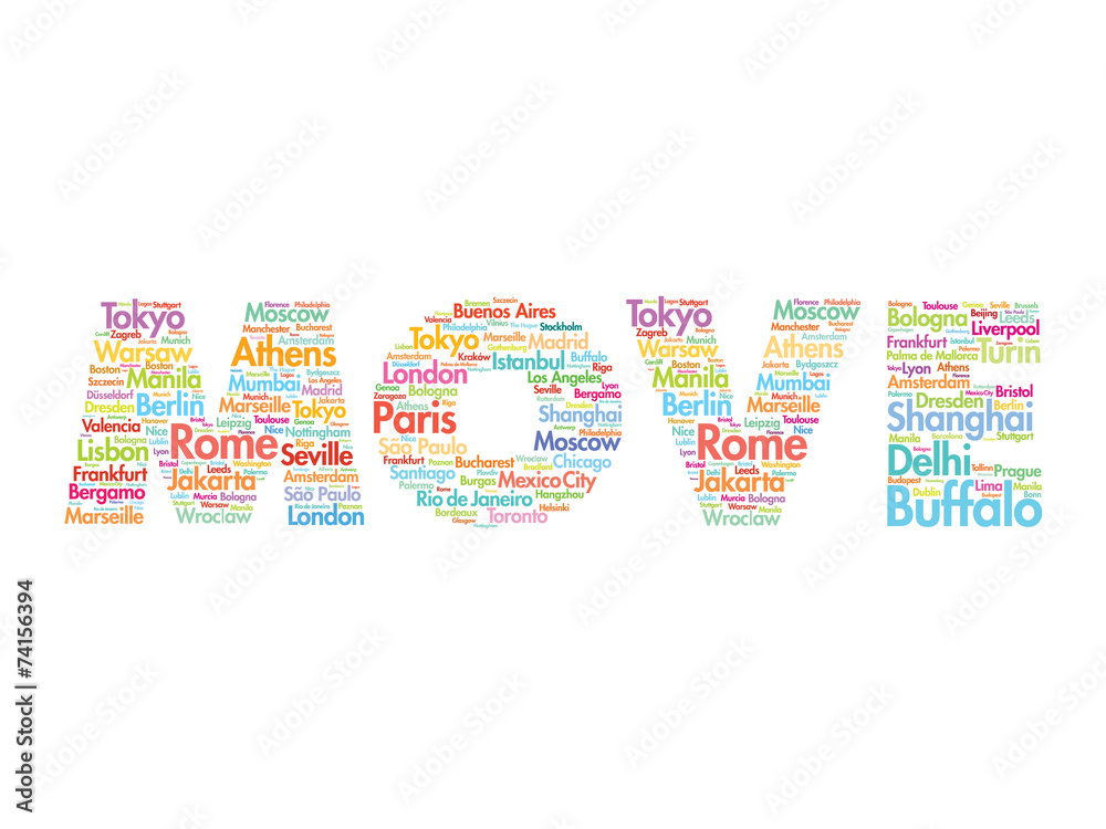 MOVE text relocation concept made with words cities names MOVE text relocation concept made with words cities names