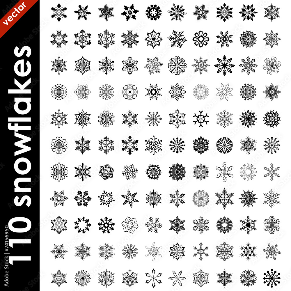 Big set of snowflake shapes isolated on white background. Big set of snowflake shapes isolated on white background.