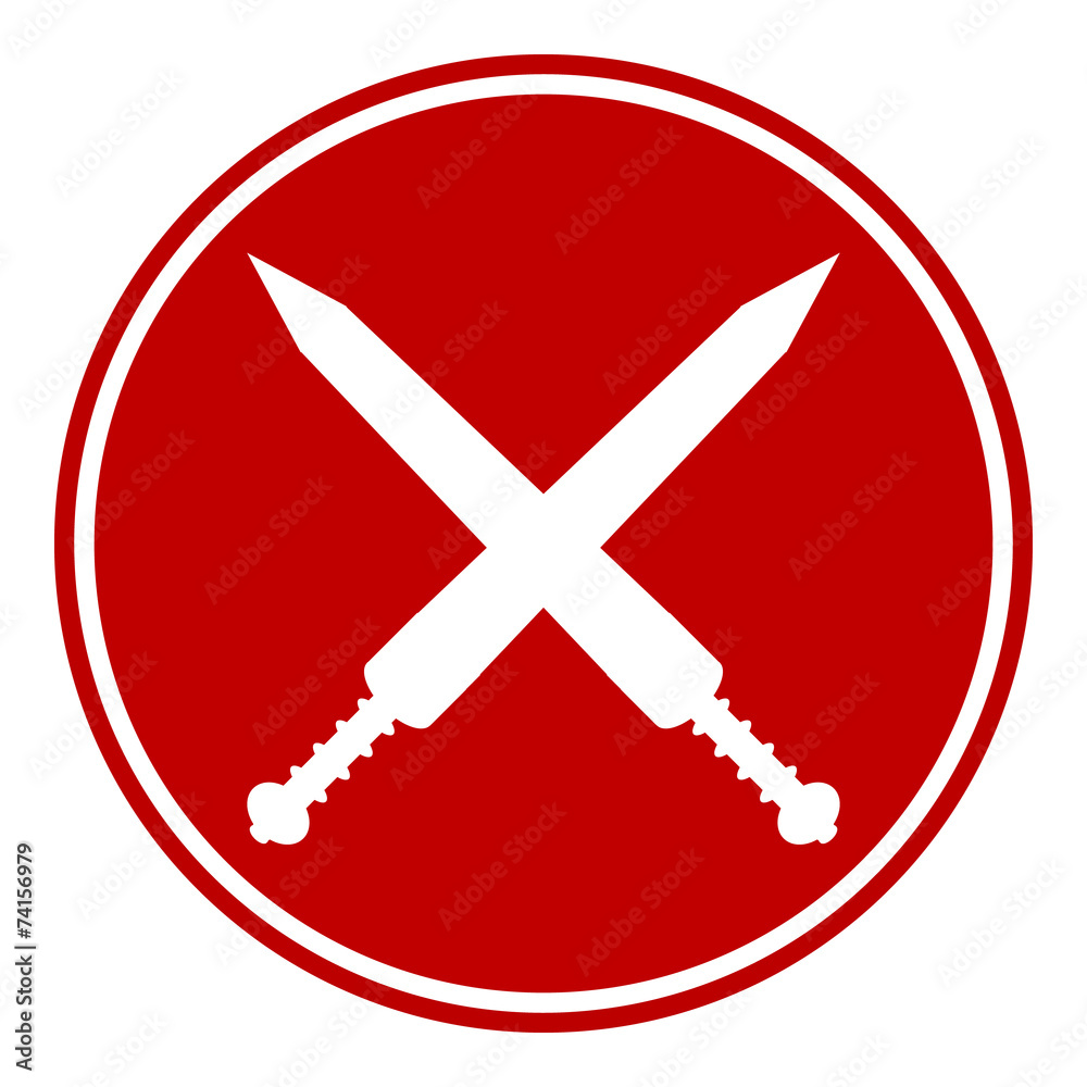 Fototapeta premium Crossed gladius swords button