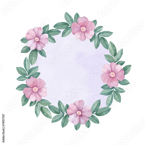 Fototapeta Naklejka Na Ścianę i Meble -  Watercolor floral frame. Perfect for greeting card or invitation