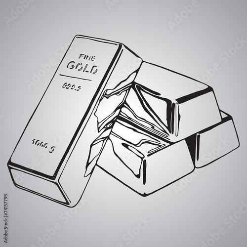 Gold bullion, more gold, vector draw illustration