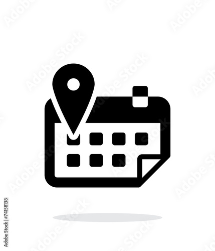 Calendar with location simple icon on white background.