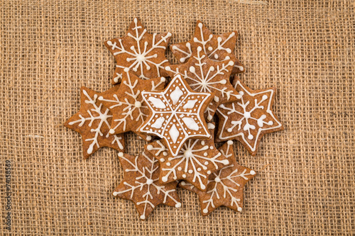 Star shape christmas gingerbread cookies