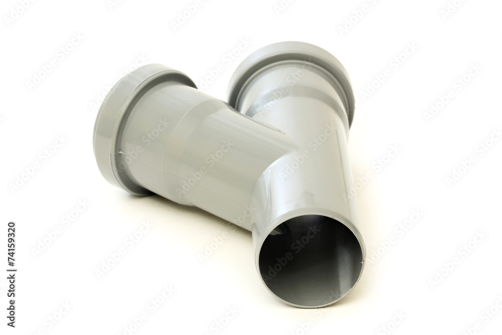 New grey drain pipe, isolated on white background New grey drain pipe, isolated on white background