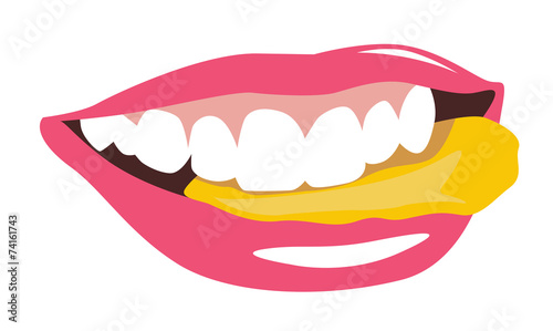 Female mouth eating chips