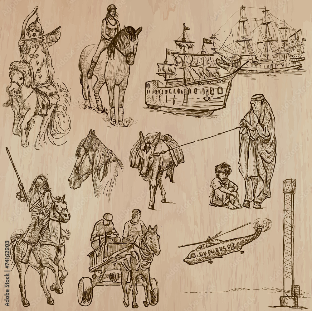 Transport no.10 - Pack of  hand drawn illustrations