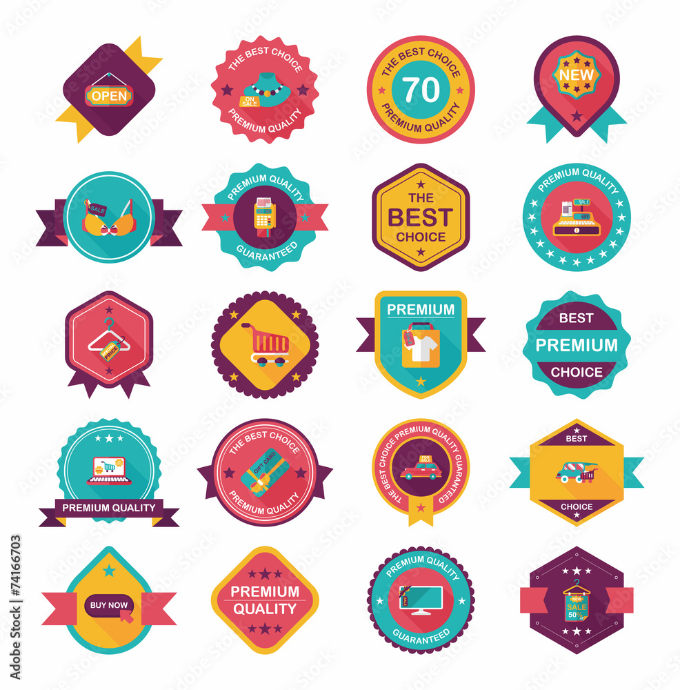 shopping badge banner flat design background set, eps10 shopping badge banner flat design background set, eps10