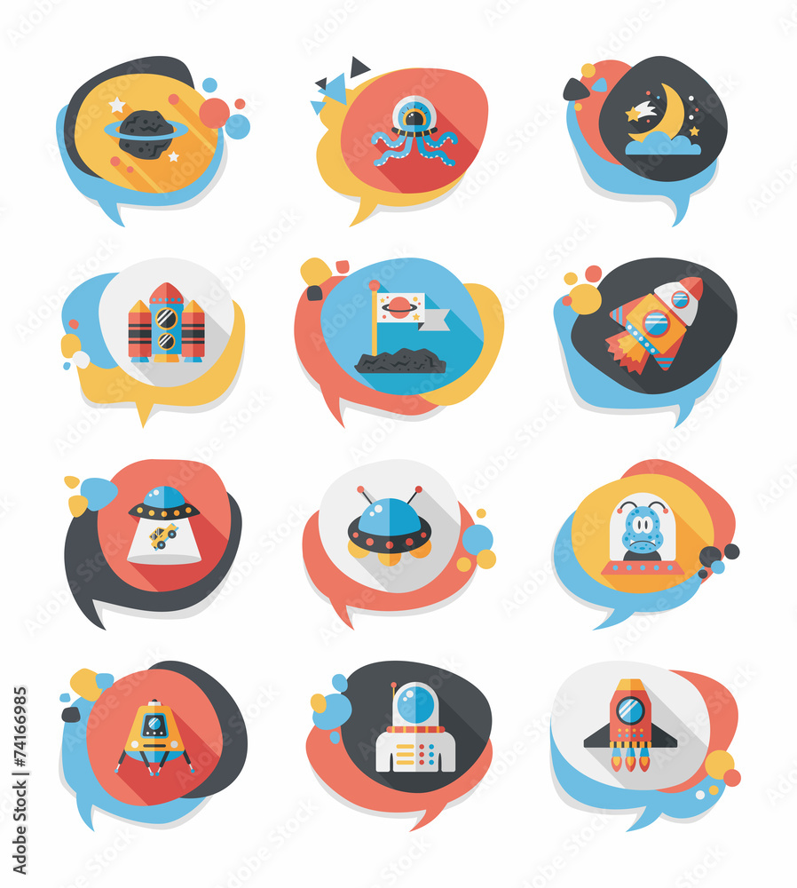 Space speech bubble flat design background set, eps10 Space speech bubble flat design background set, eps10