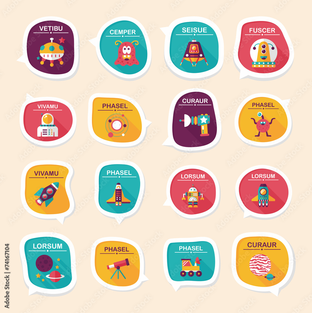 Space speech bubble flat design background set, eps10 Space speech bubble flat design background set, eps10