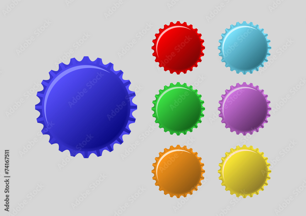 bottle caps in colors isolated on white background bottle caps in colors isolated on white background