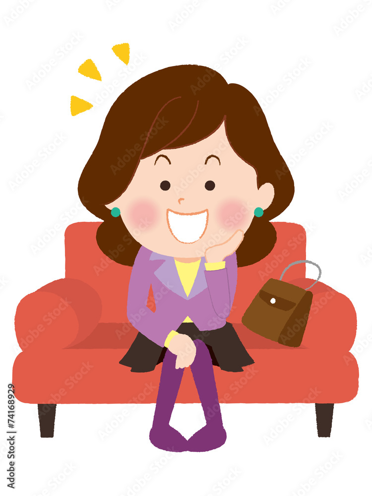 ソファーでひらめく女性