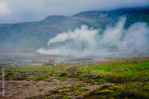 Famous Icelandic Geyser Geysir Strokkur Erupting in Iceland