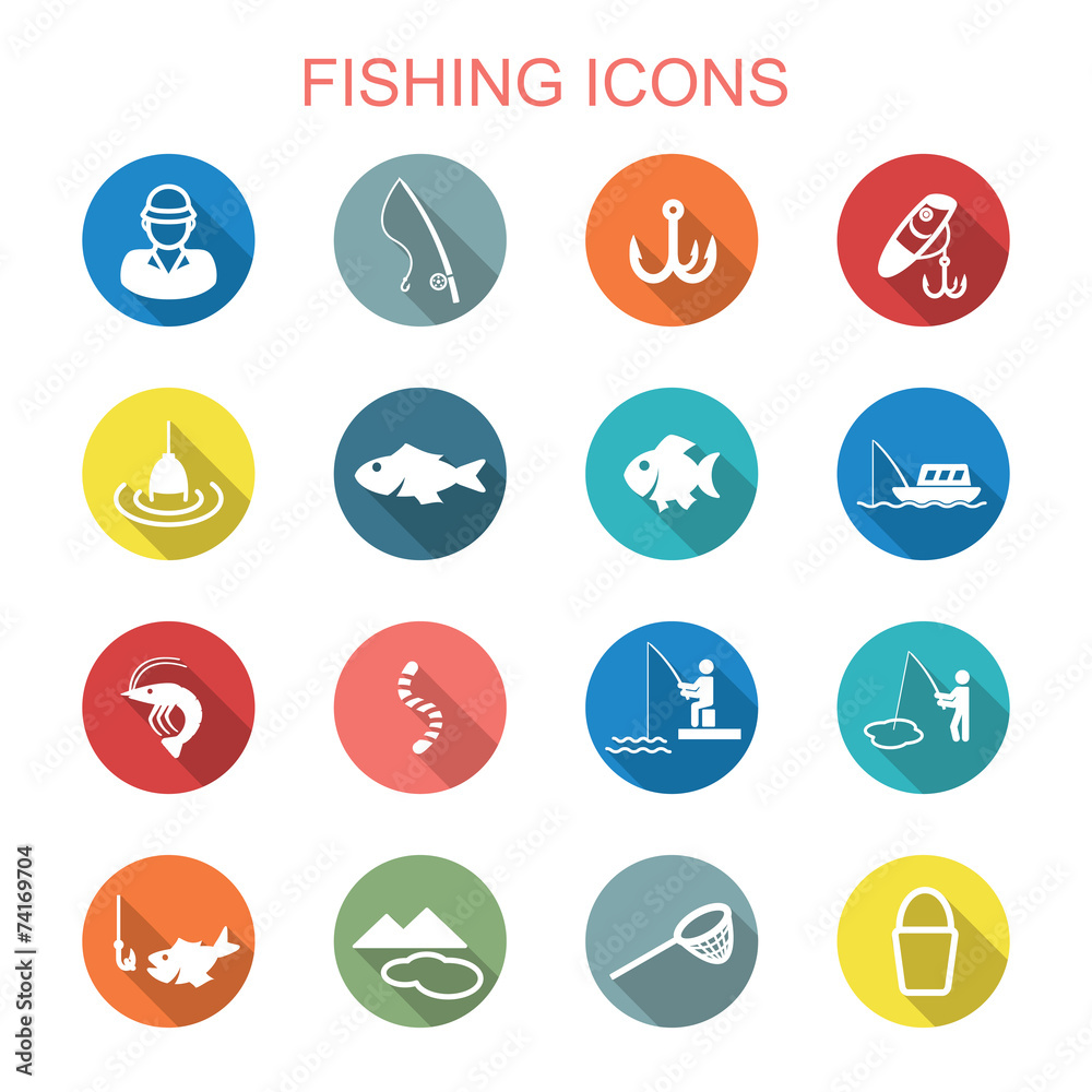 fishing long shadow icons fishing long shadow icons