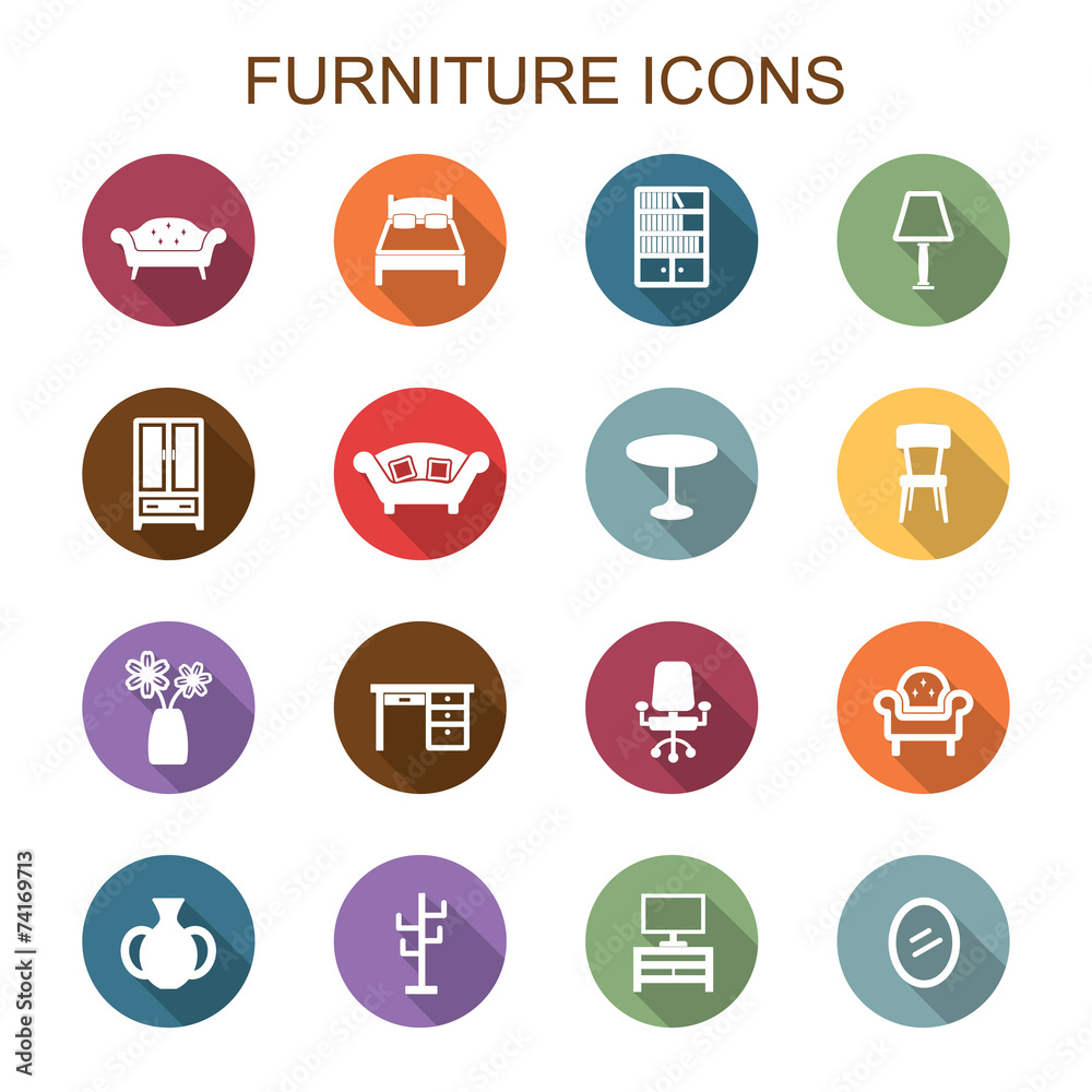furniture long shadow icons furniture long shadow icons