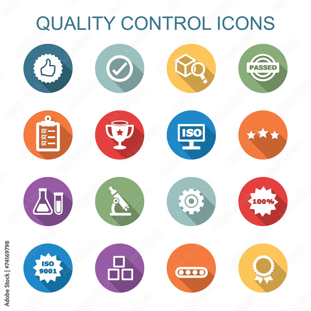 quality control long shadow icons quality control long shadow icons