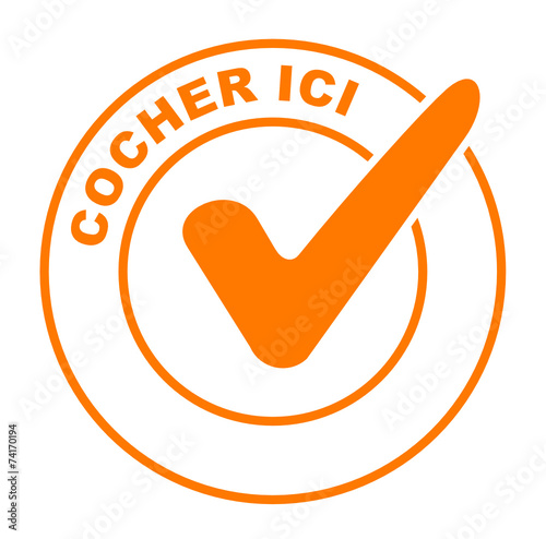 cocher ici sur bouton web rond orange
