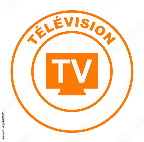 télévision sur bouton web rond orange