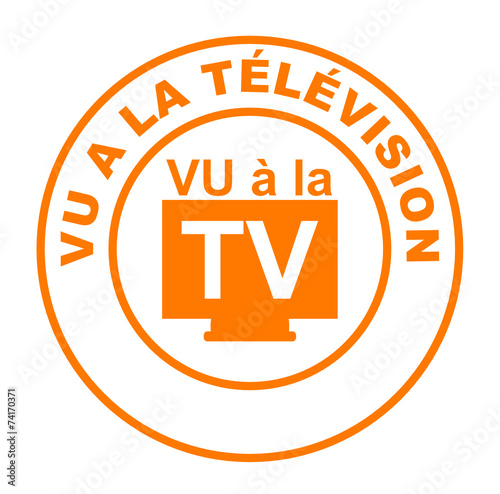 vu à la télévision sur bouton web rond orange