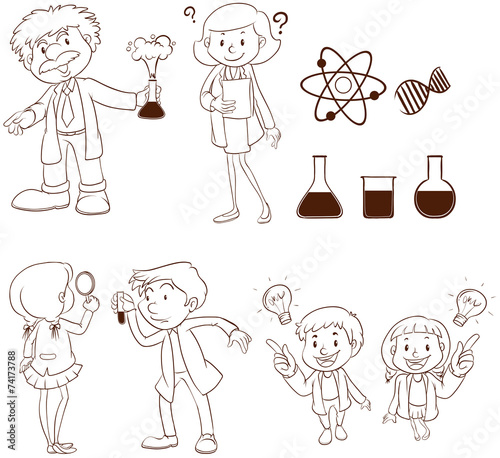 Male and female scientists