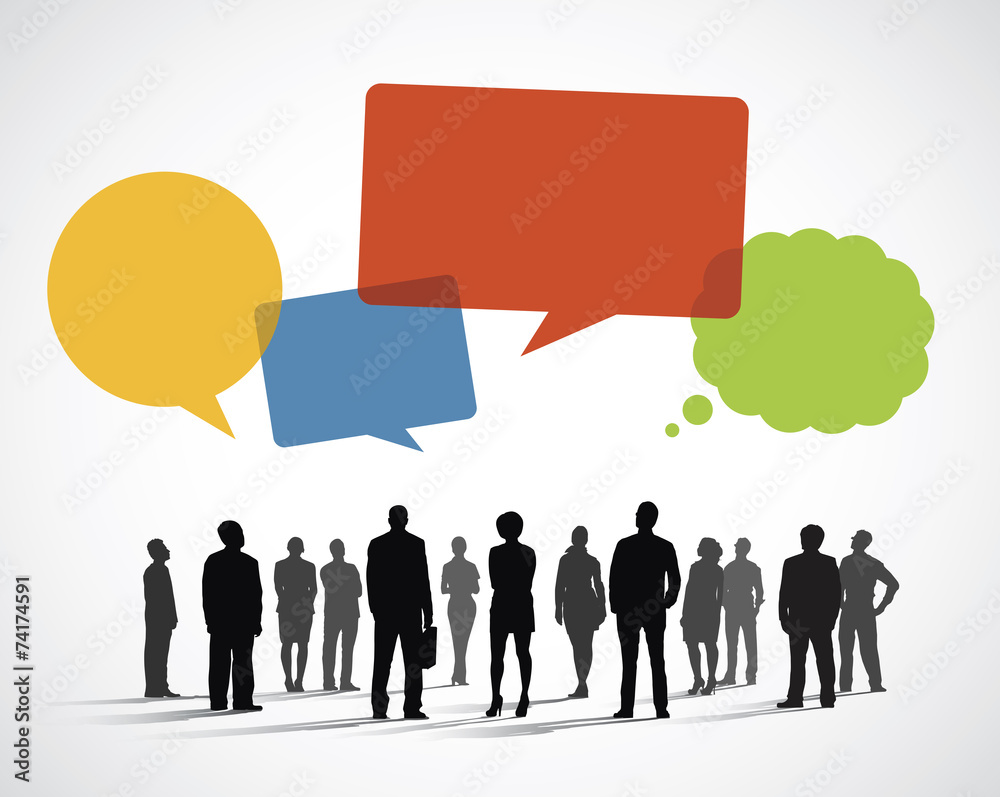 Silhouette Business People with Speech Bubbles Silhouette Business People with Speech Bubbles