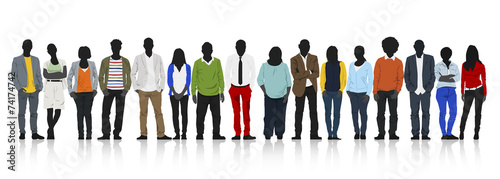 Silhouettes of Casual People with Colorful Clothes Concept