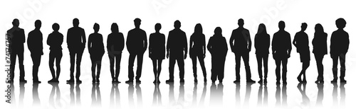 Silhouettes of Diverse Casual People in a Row Concept