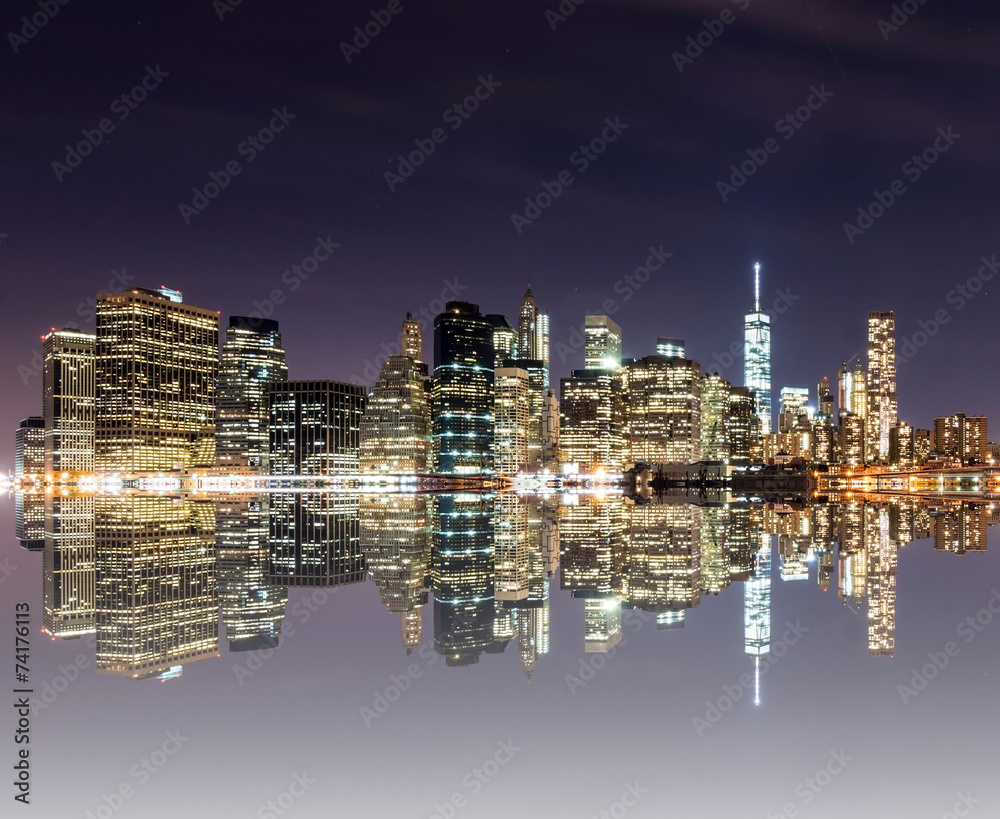 Fototapeta premium Panorama centrum Nowego Jorku, w tym Most Brookliński, f