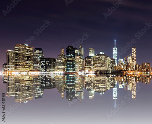 Panorama of downtown New York City  including Brooklyn Bridge  f