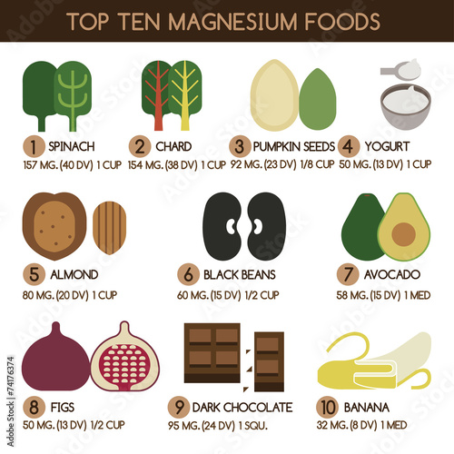 Top ten magnesium foods vector