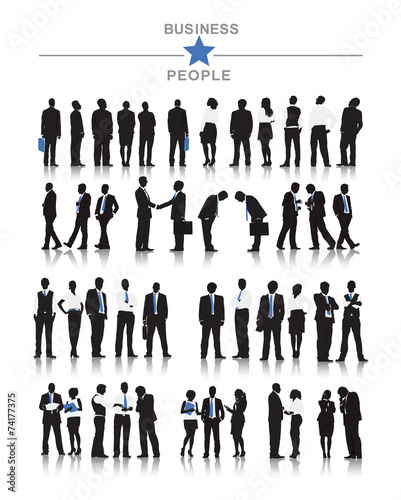 Silhouettes of Business People and Business People Texts
