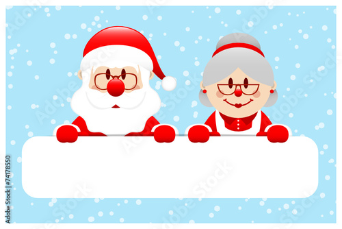 Giftcard Santa & Wife Banner Snow Blue