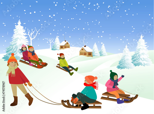 Children on a sled