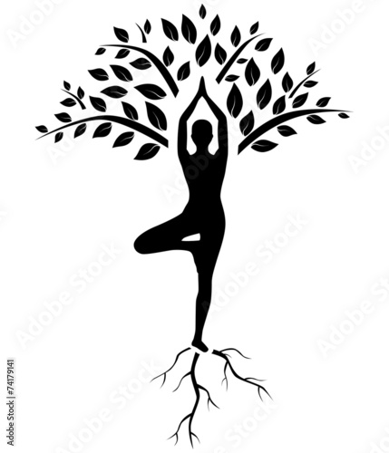 yoga tree pose silhouette