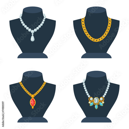 Set of store mannequins for jewelry shop.