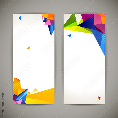 Set of bright polygonal geometric backgrounds for modern design