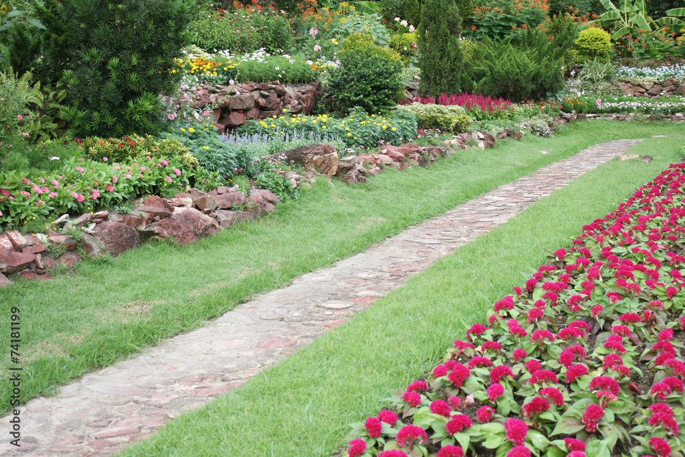 Stone pathway into garden Stone pathway into garden