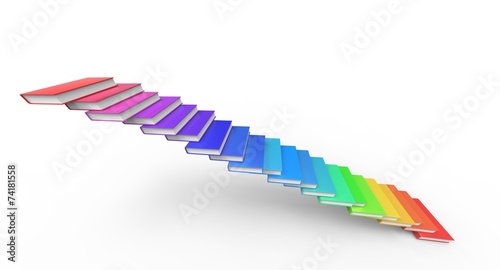rainbow raw 3D Colorful stairs made of books