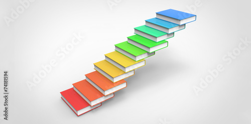 rainbow raw 3D Colorful stairs made of books