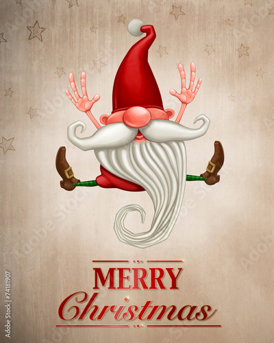 Obraz na plátně Happy Christmas elf Greeting card