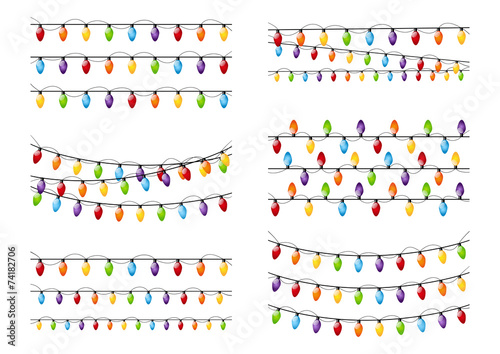 Set of color Christmas light bulbs