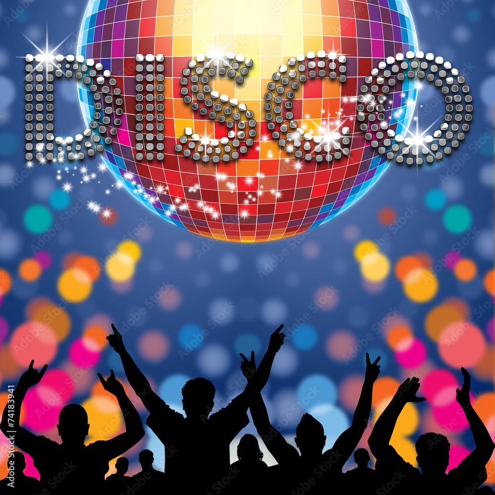 Disco poster disco ball - obrazy, fototapety, plakaty 