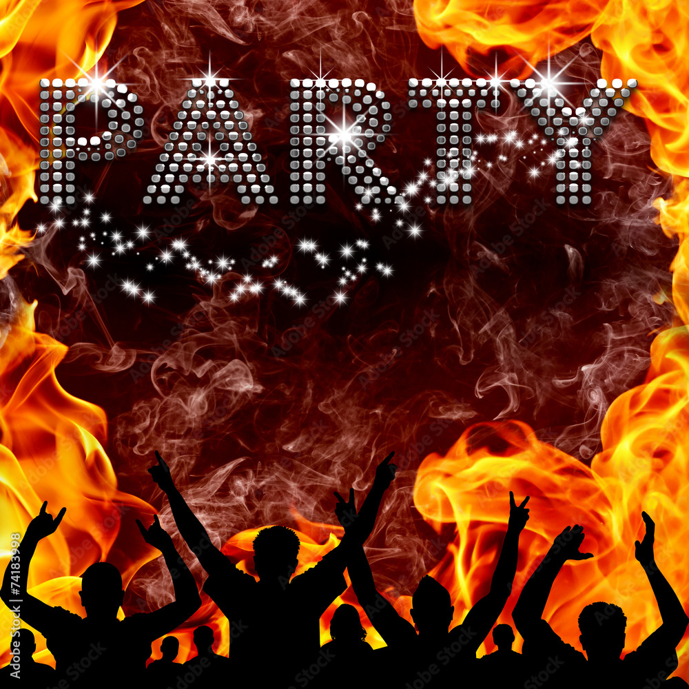 Party poster hot devilish flames - obrazy, fototapety, plakaty 