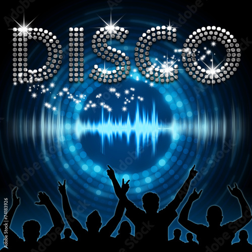 Disco poster blue graphic digital sound