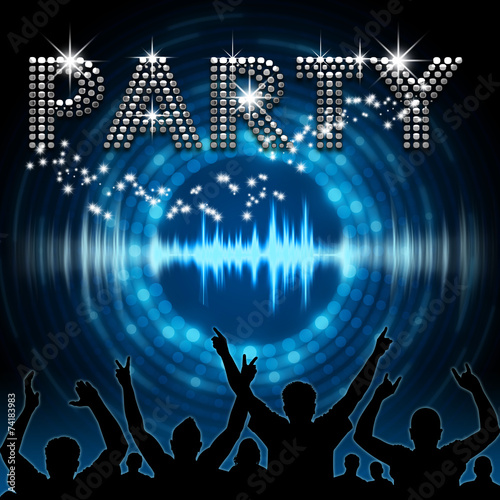 Party poster blue graphic digital sound
