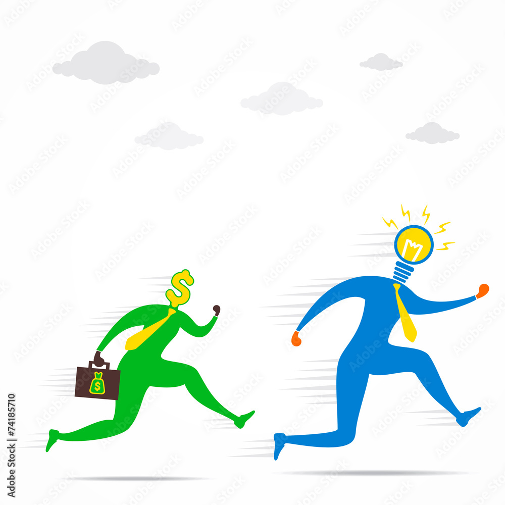 dollar head men follow idea or bulb head men vector dollar head men follow idea or bulb head men vector