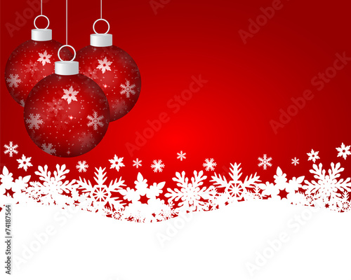 Red Christmas background with Christmas balls
