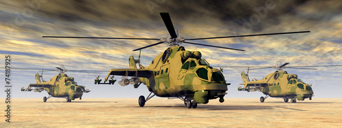 Obraz na płótnie Soviet attack helicopters of the cold war