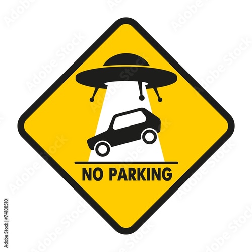 Road Sign UFO Abduction car
