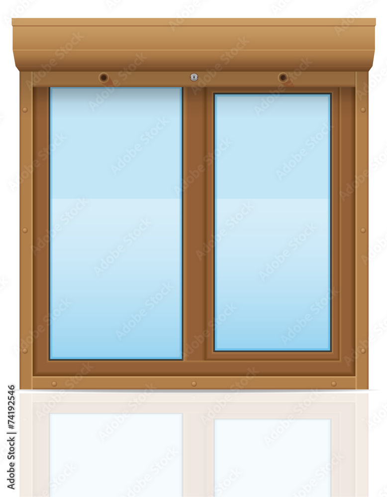 brown plastic window with rolling shutters vector illustration brown plastic window with rolling shutters vector illustration