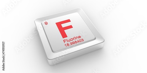 F symbol 9 for Fluorine chemical element of the periodic table © hreniuca